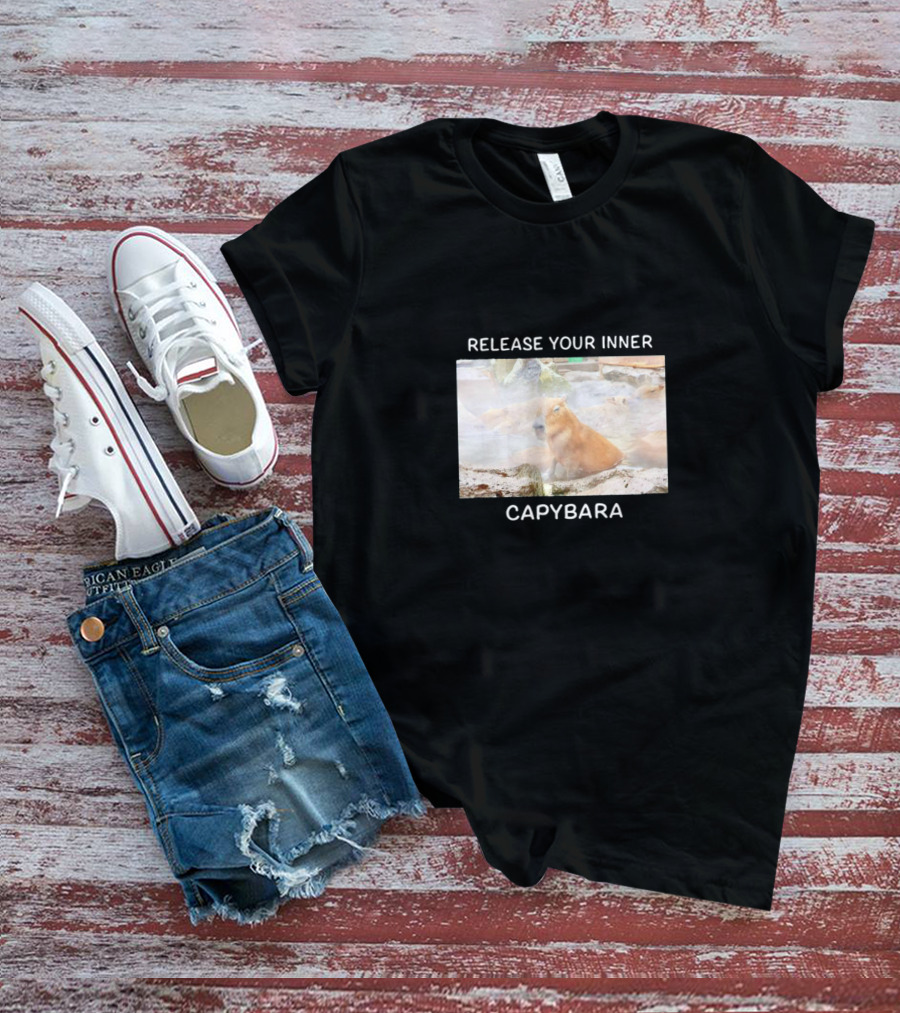 Release Your Inner Capybara In Tranquil Water Scene T-Shirt