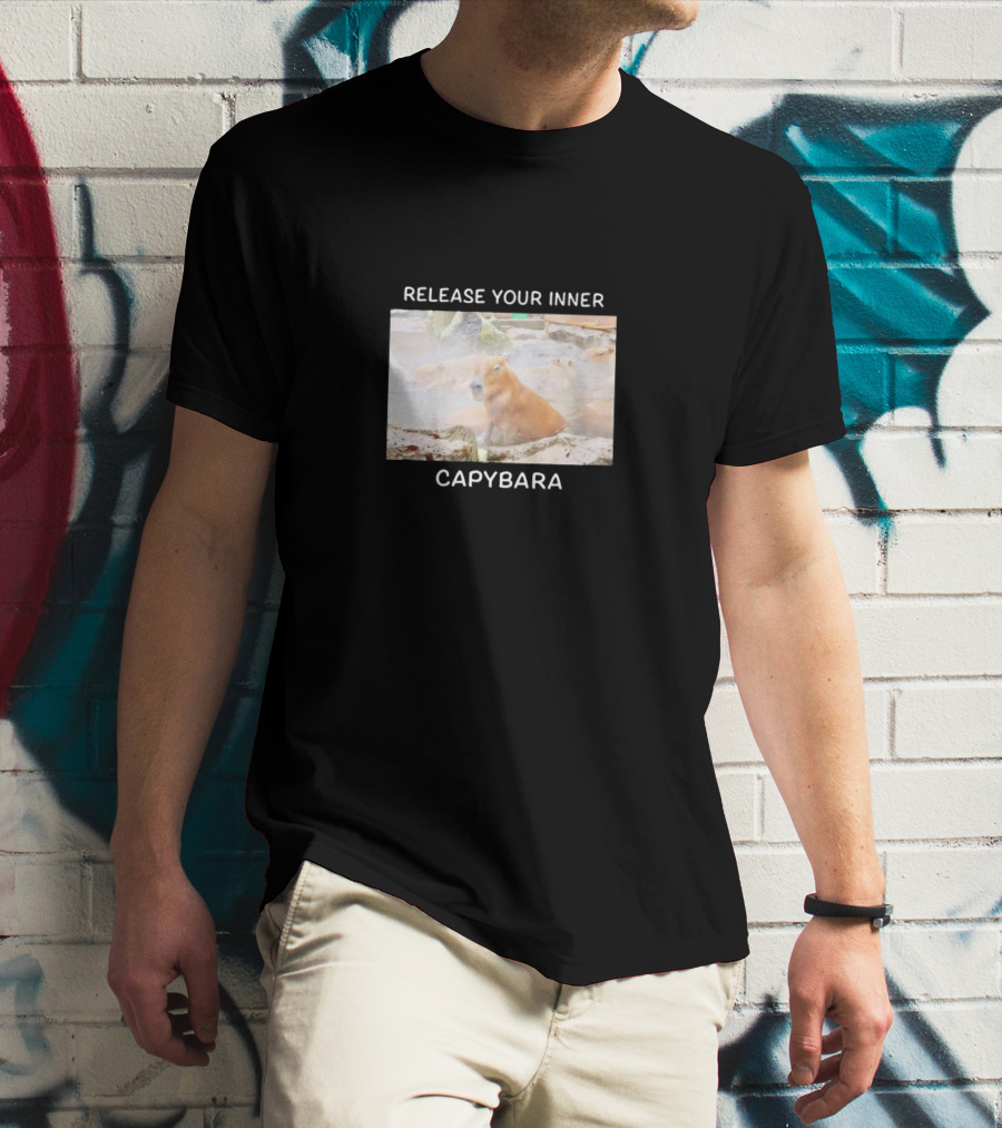 Release Your Inner Capybara In Tranquil Water Scene T-Shirt