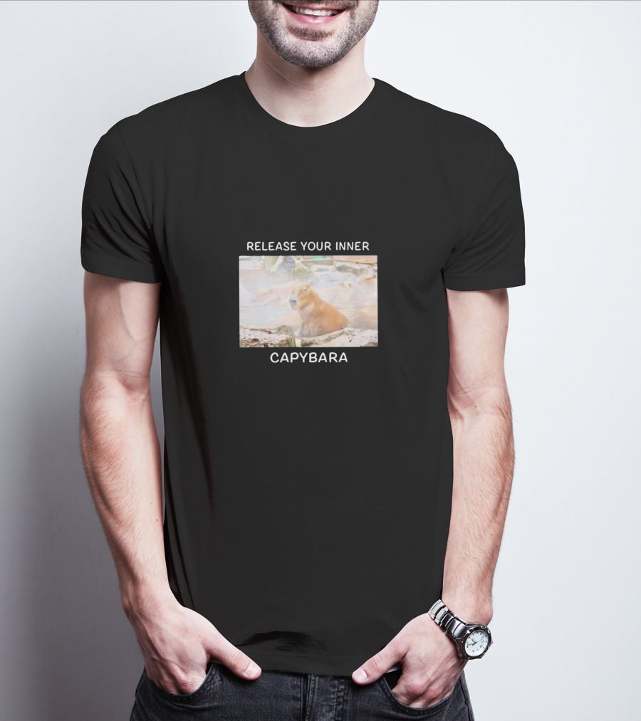 Release Your Inner Capybara In Tranquil Water Scene T-Shirt