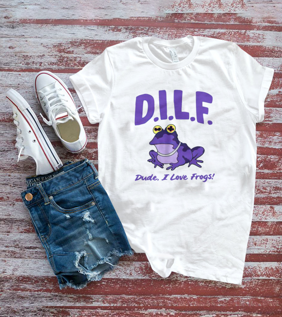 TCU Horned Frogs DILF Dude I Love Frogs Purple Cartoon Frog T-Shirt