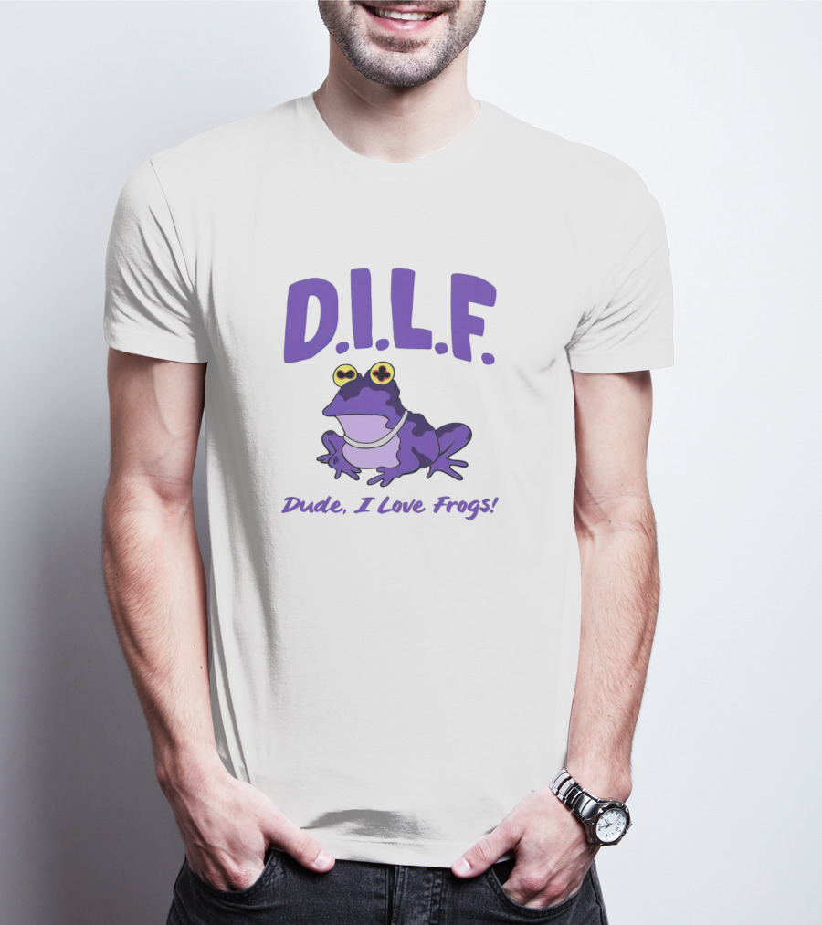 TCU Horned Frogs DILF Dude I Love Frogs Purple Cartoon Frog T-Shirt