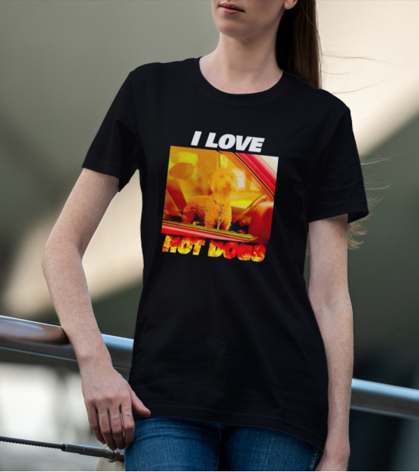 I Love Hot Dogs Dog In Car T-Shirt