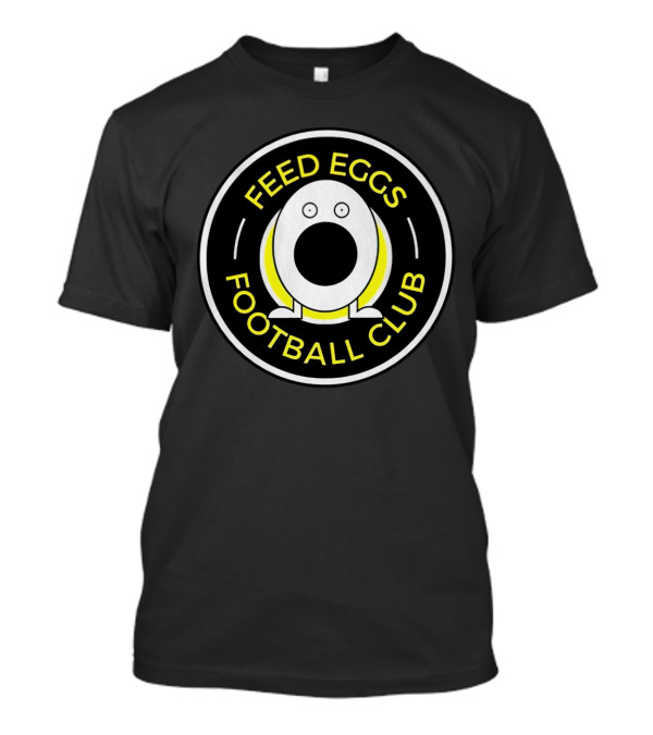 Feed Eggs Football Club Circular Emblem Black Yellow White T-Shirt