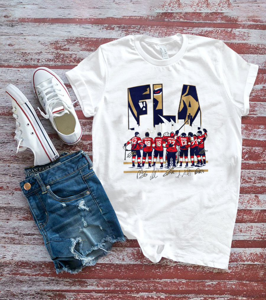 FLA Florida Panthers Team Hockey Signatures T-Shirt