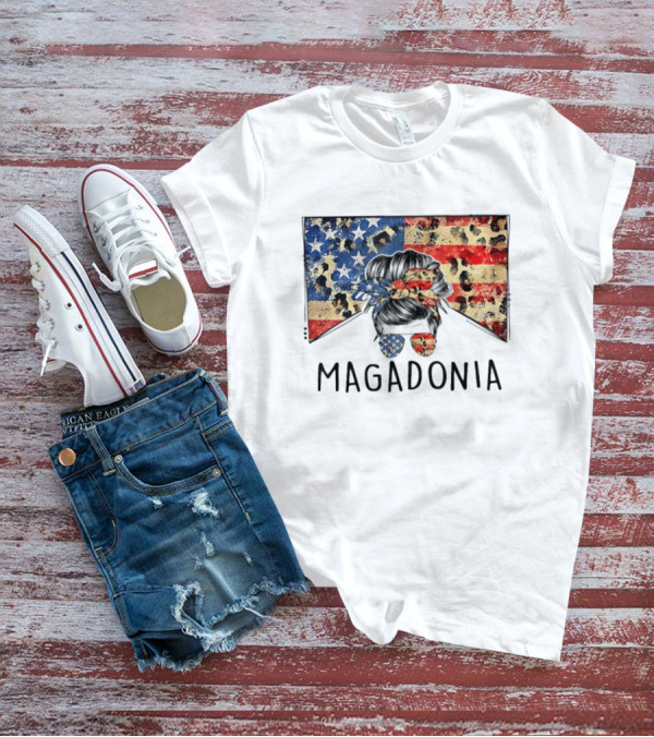 Messy Bun American Flag Magadonia T-Shirt