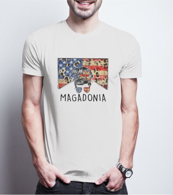Messy Bun American Flag Magadonia T-Shirt