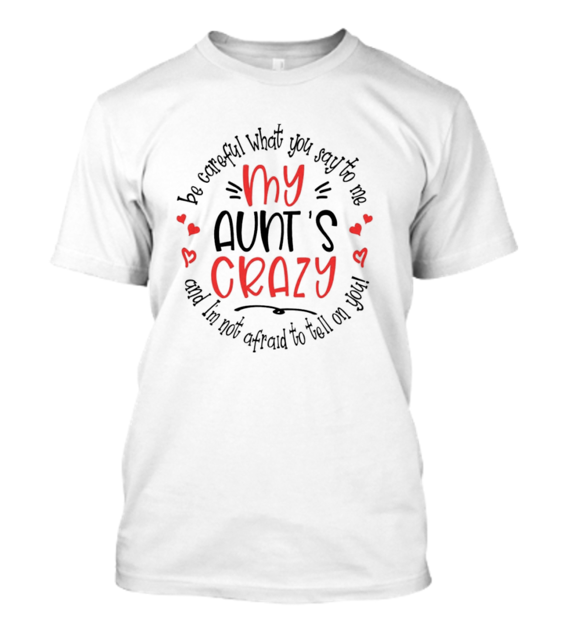 Be Careful What You Say To Me My Aunt's Crazy And I'm Not Afraid To Tell On You T-Shirt