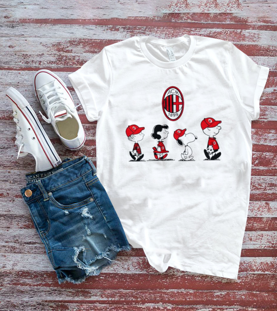 AC Milan FC Peanuts Snoopy Characters Walking T-Shirt
