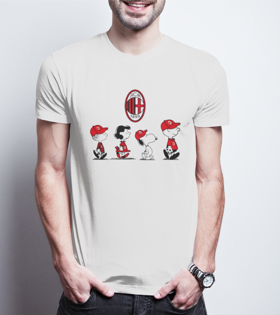 AC Milan FC Peanuts Snoopy Characters Walking T-Shirt