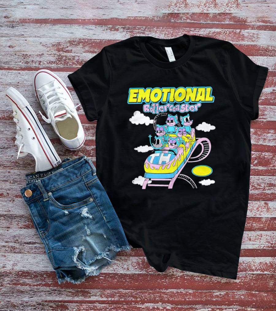 Emotional Rollercoaster Cartoon Characters On Amusement Ride T-Shirt