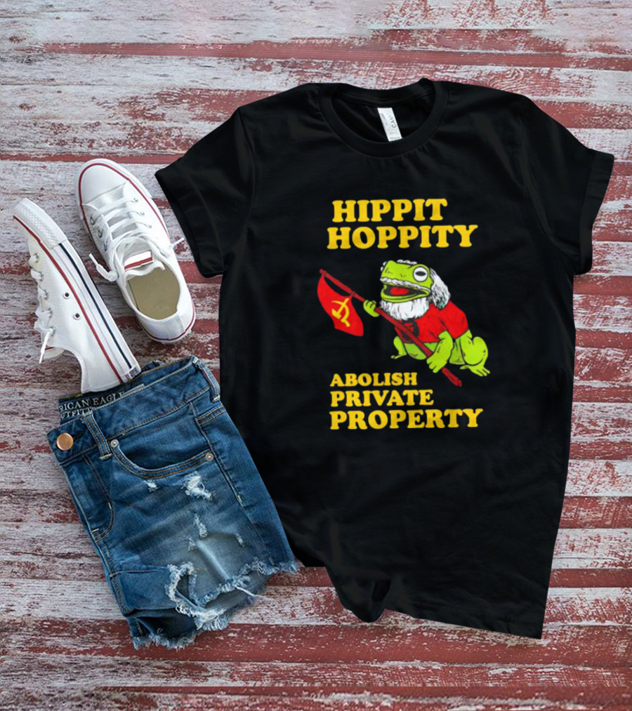Hippity Hoppity Abolish Private Property Frogs Communist Flag T-Shirt