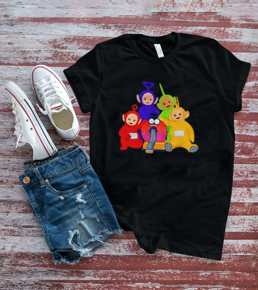 Teletubbies Characters And Noo-Noo Vacuum Clean Identical Four Cartoon Puppets T-Shirt