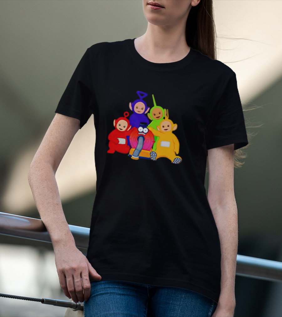 Teletubbies Characters And Noo-Noo Vacuum Clean Identical Four Cartoon Puppets T-Shirt