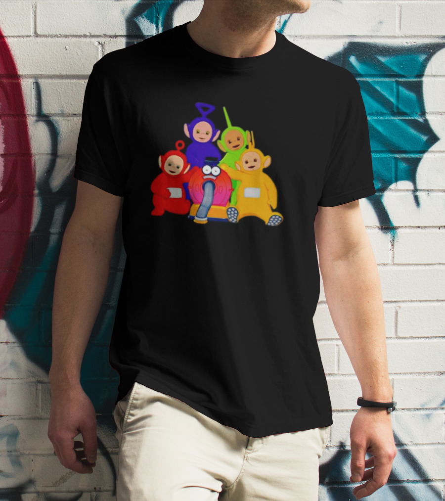 Teletubbies Characters And Noo-Noo Vacuum Clean Identical Four Cartoon Puppets T-Shirt