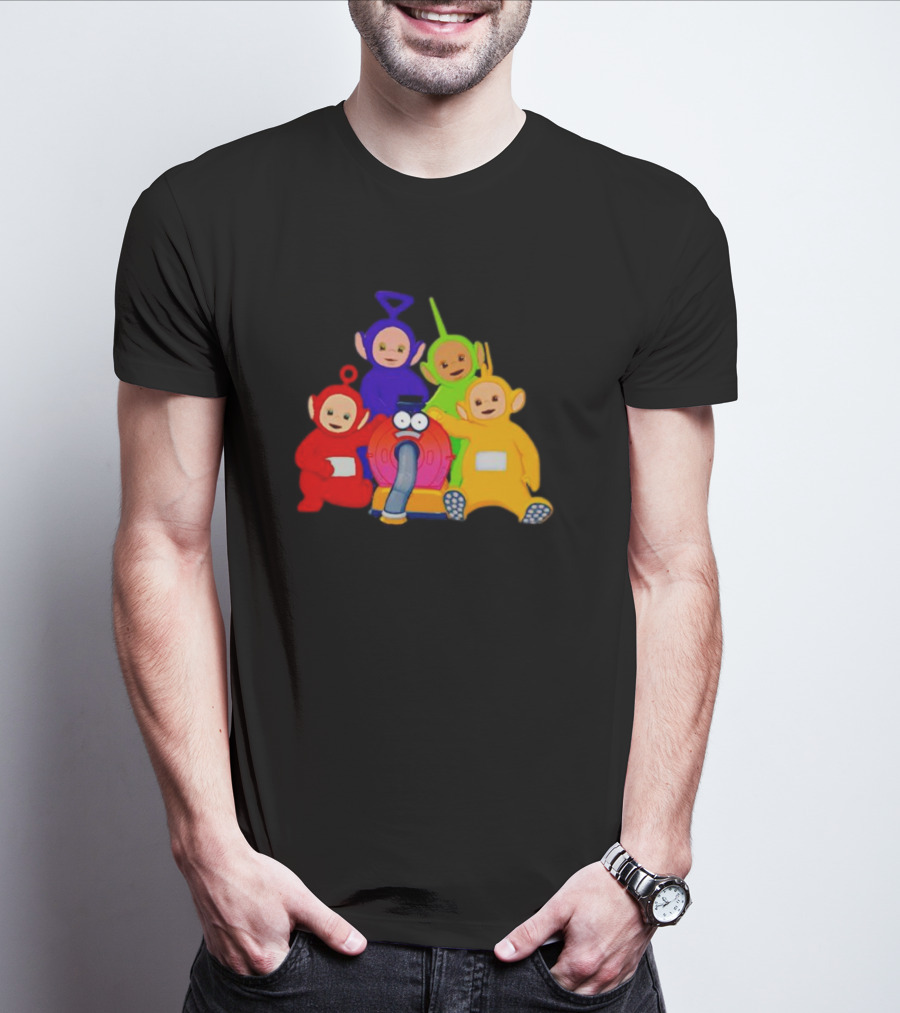 Teletubbies Characters And Noo-Noo Vacuum Clean Identical Four Cartoon Puppets T-Shirt