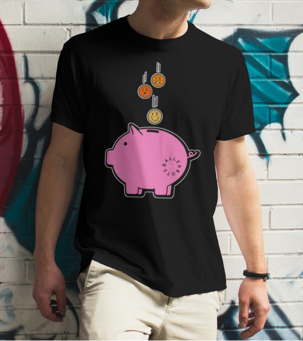 Ballers Bots Piggy Bank With Falling Emoji Coins T-Shirt