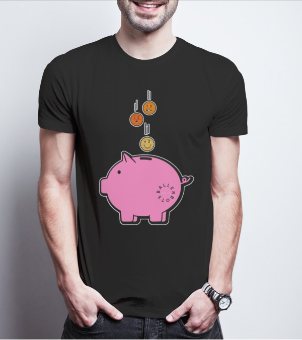 Ballers Bots Piggy Bank With Falling Emoji Coins T-Shirt