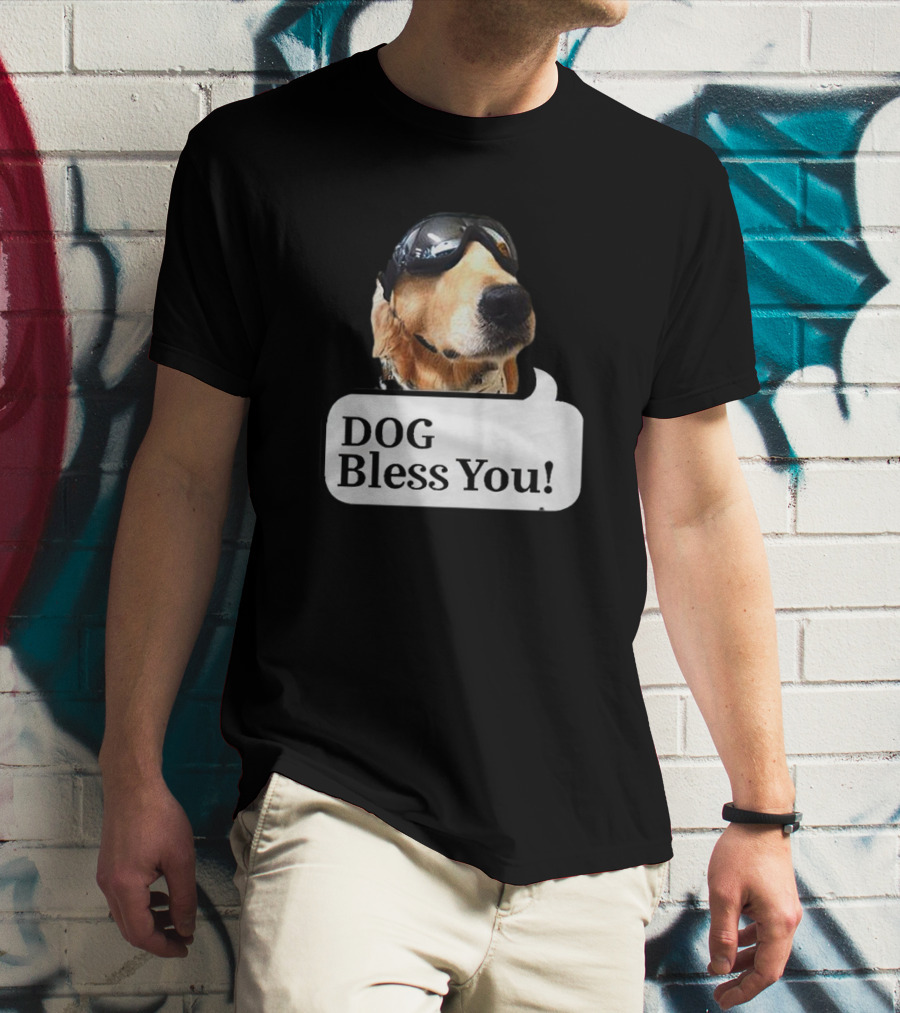 DOG Bless You Dog With Goggles T-Shirt
