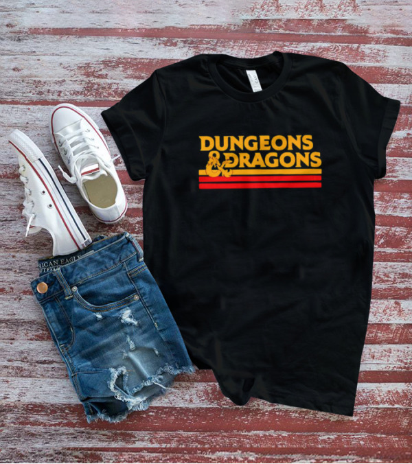 Dungeons And Dragons Retro Logo Gold And Red Stripes T-Shirt