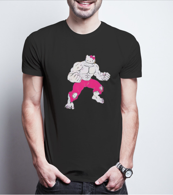 Hello Kitty Hulk Pink Pants Superhero Crossover T-Shirt