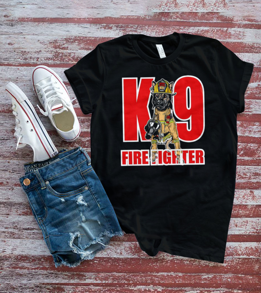 K9 Fire Fighter Dog In Firefighter Gear T-Shirt