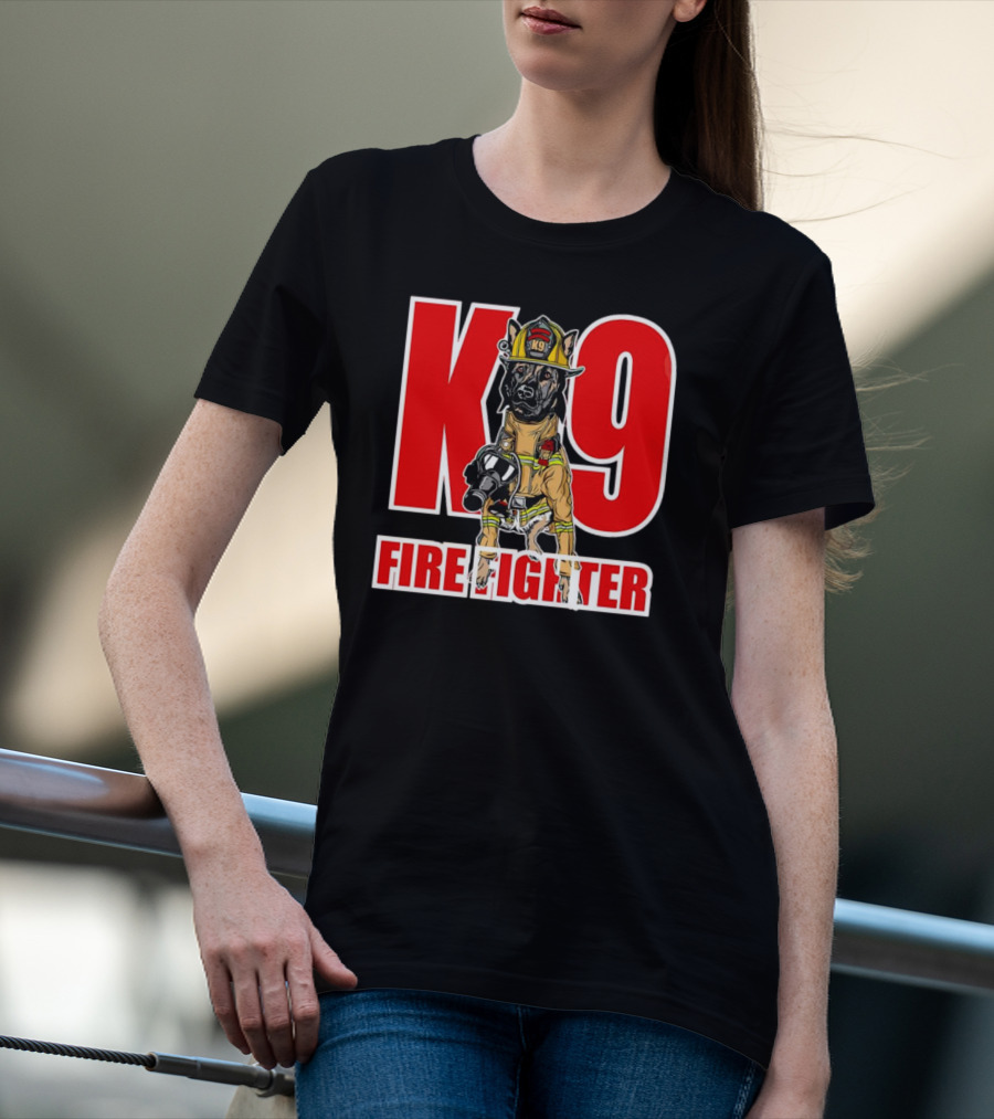 K9 Fire Fighter Dog In Firefighter Gear T-Shirt