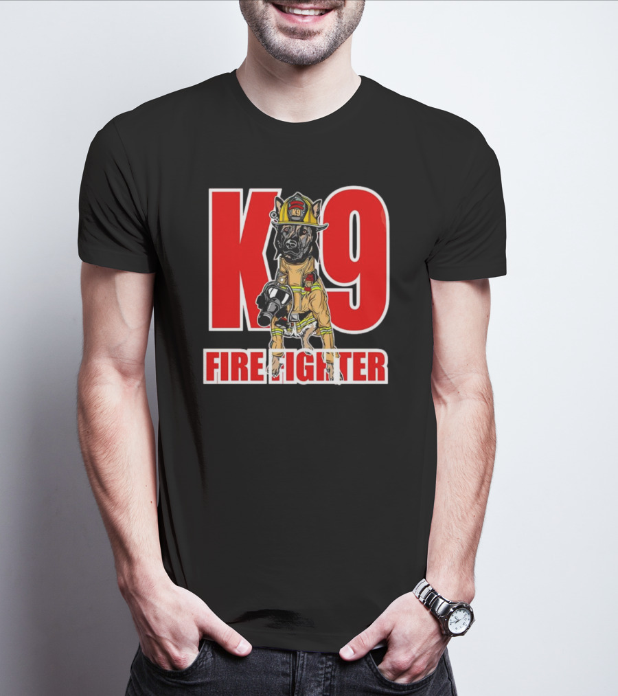 K9 Fire Fighter Dog In Firefighter Gear T-Shirt