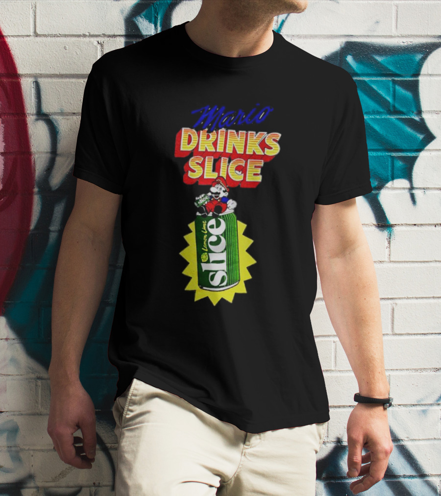 Mario Drinks Slice Lemon Lime Iconic Crossover T-Shirt