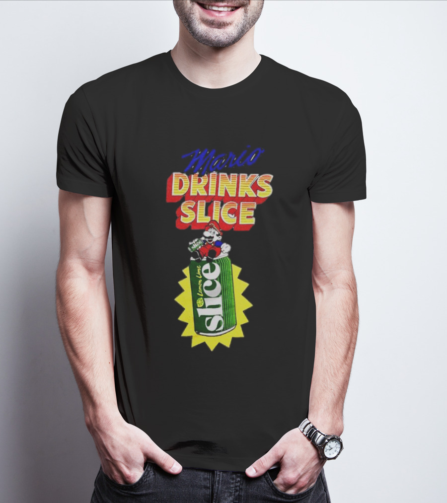 Mario Drinks Slice Lemon Lime Iconic Crossover T-Shirt