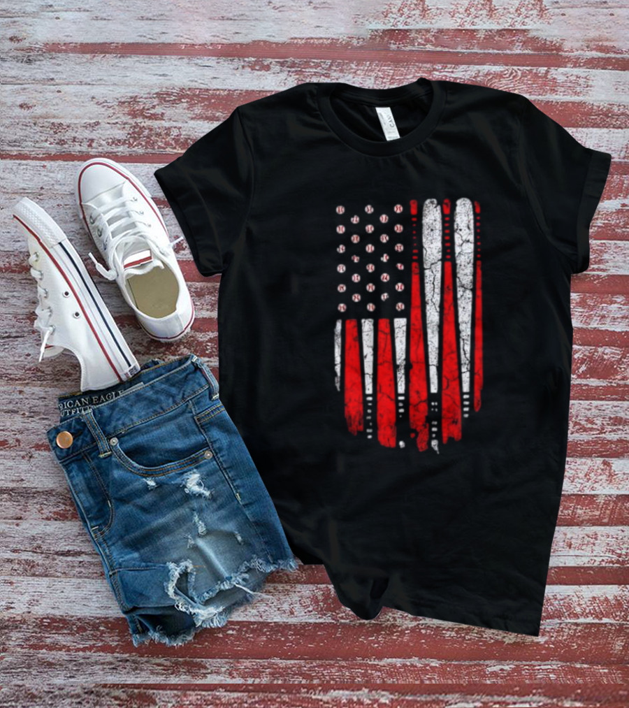 Minnesota Twins American Flag Baseball Bat T-Shirt