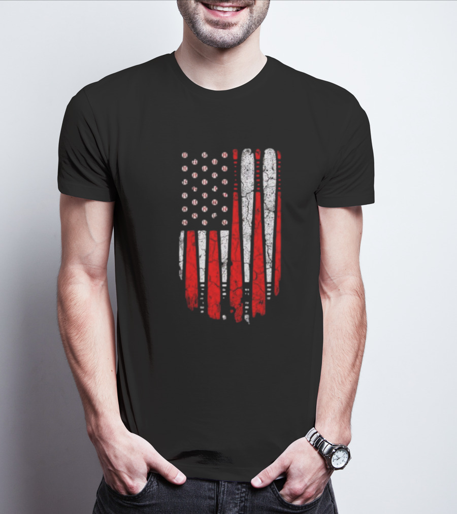 Minnesota Twins American Flag Baseball Bat T-Shirt