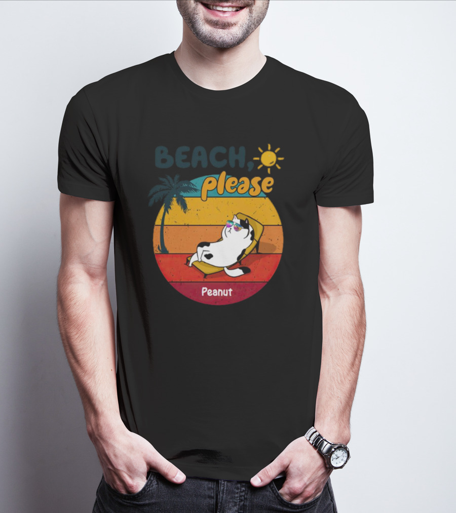 Beach Please Cat Summer Personalized Peanut T-Shirt