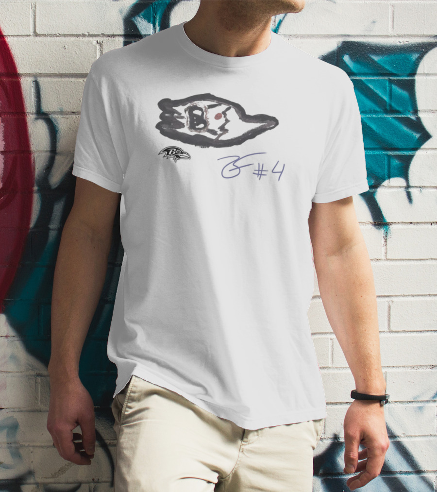 Rookies Paint Baltimore Ravens B Signature #4 Zay Flowers T-Shirt