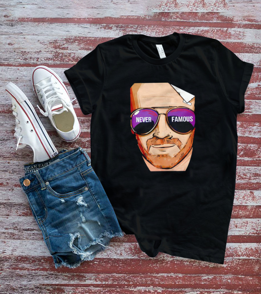 Never Famous Sunglasses Face Artwork Reflection T-Shirt