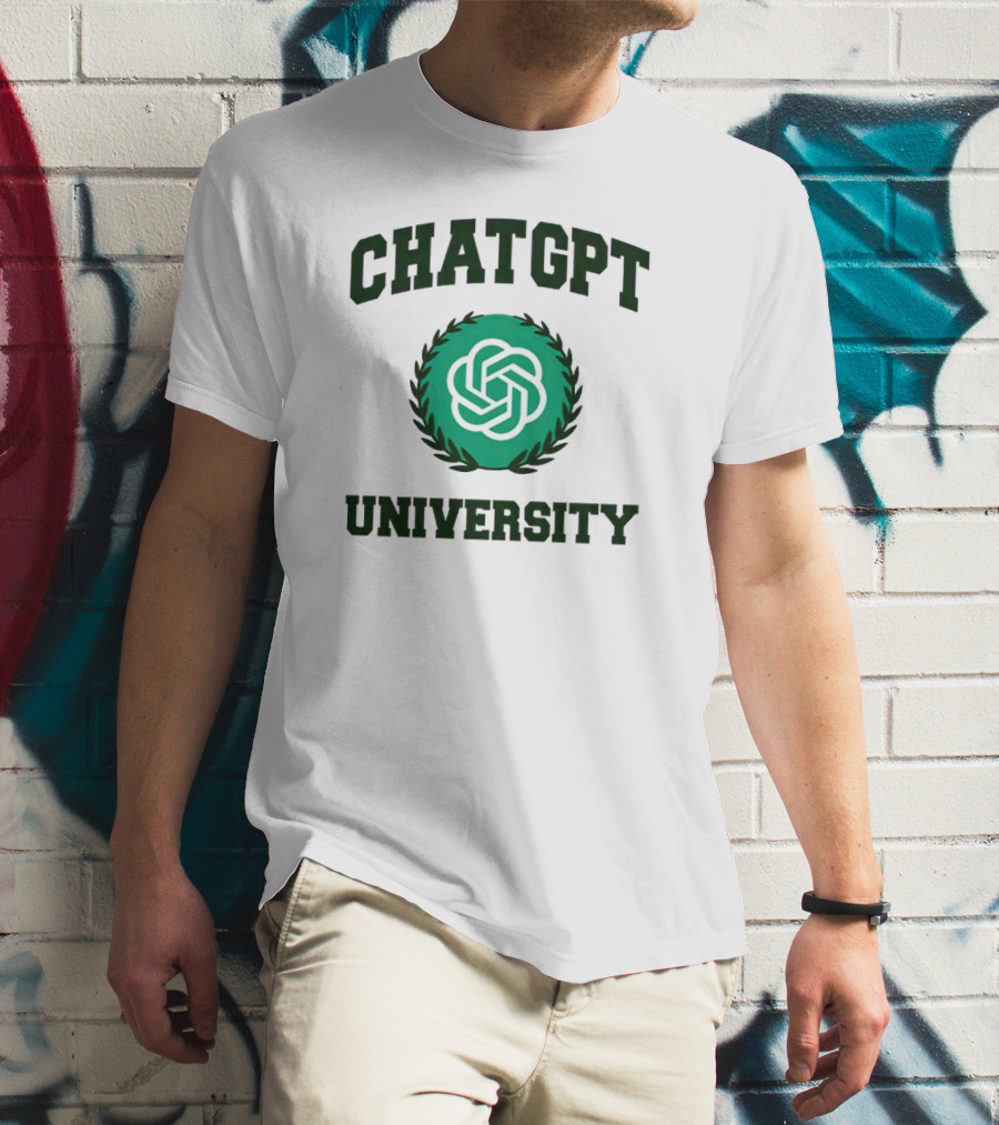 CHAT GPT University Crest Logo Green Circle T-Shirt
