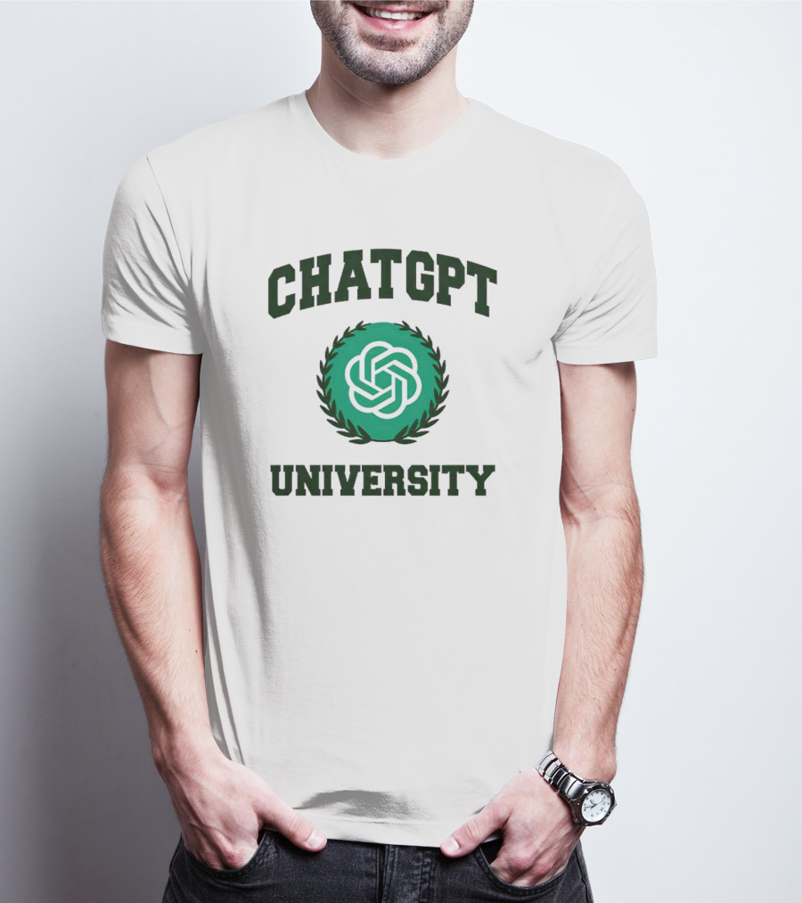 CHAT GPT University Crest Logo Green Circle T-Shirt