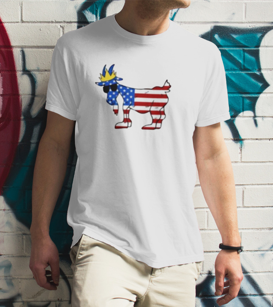 Goat USA Patriotic Stars And Stripes Crown T-Shirt