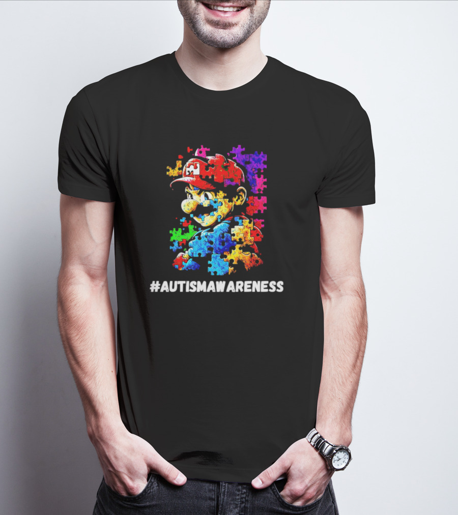 Mario Puzzle Autism Awareness T-Shirt