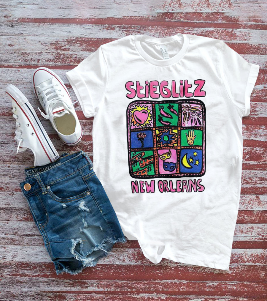 Stieglitz New Orleans Heart Jazz Mask Stars Moon Hand Flower Mardi Gras T-Shirt