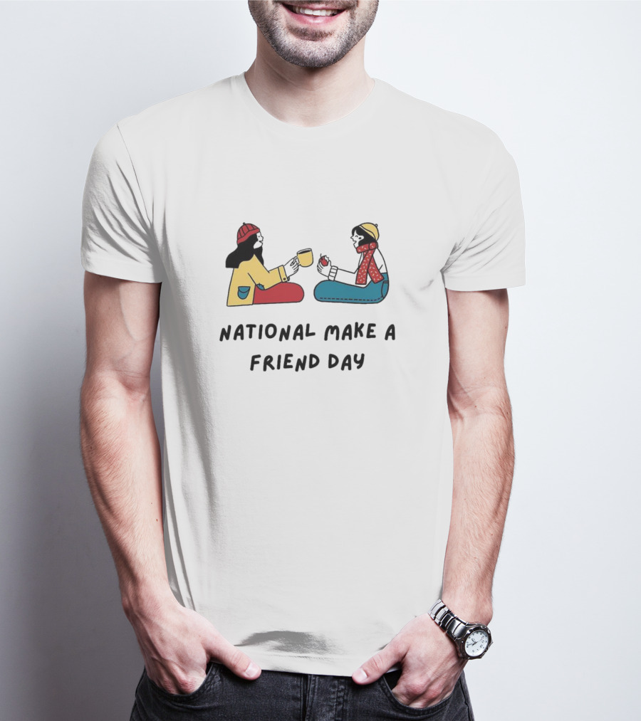 National Make A Friend Day Cozy Winter Scene T-Shirt