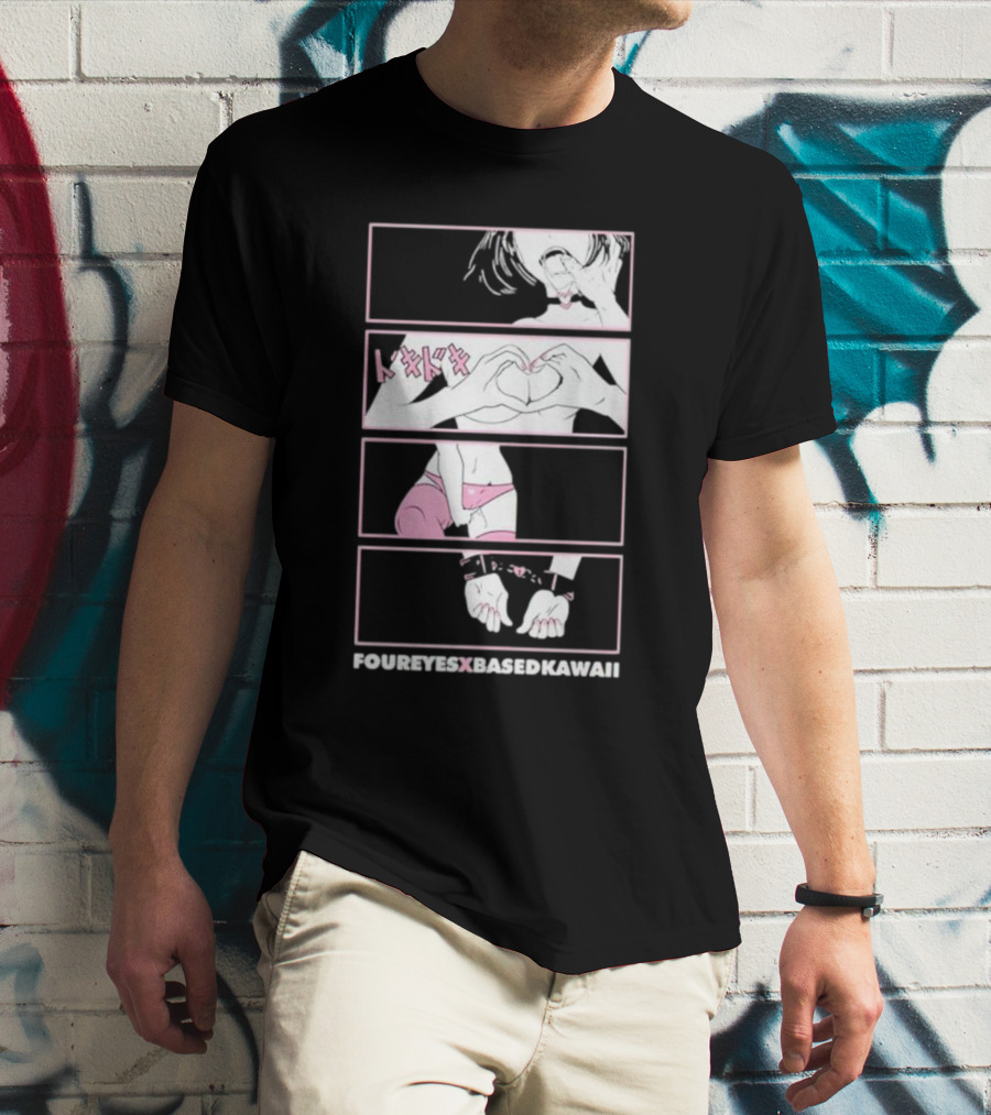 FOUREYES X BASED KAWAII TOKIDOKI HAND HEART PINK AESTHETIC T-Shirt