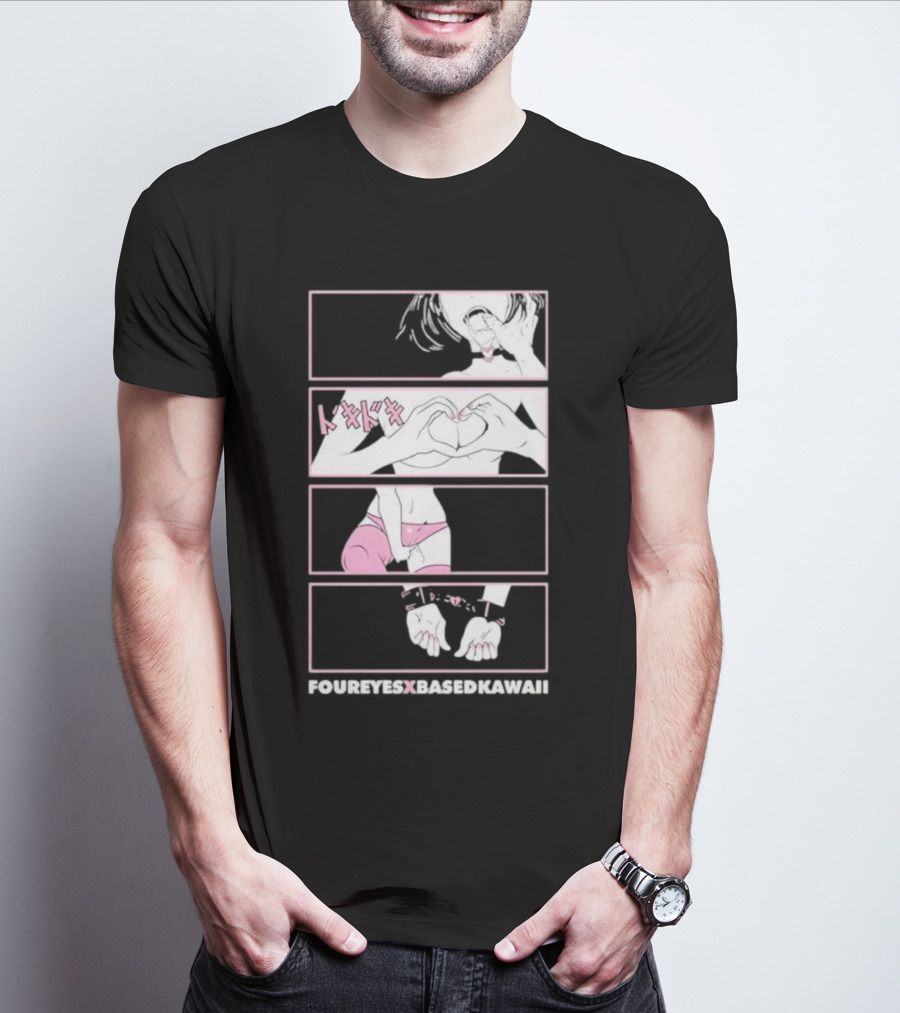 FOUREYES X BASED KAWAII TOKIDOKI HAND HEART PINK AESTHETIC T-Shirt