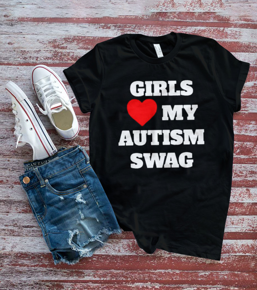 GIRLS LOVE HEART MY AUTISM SWAG T-Shirt