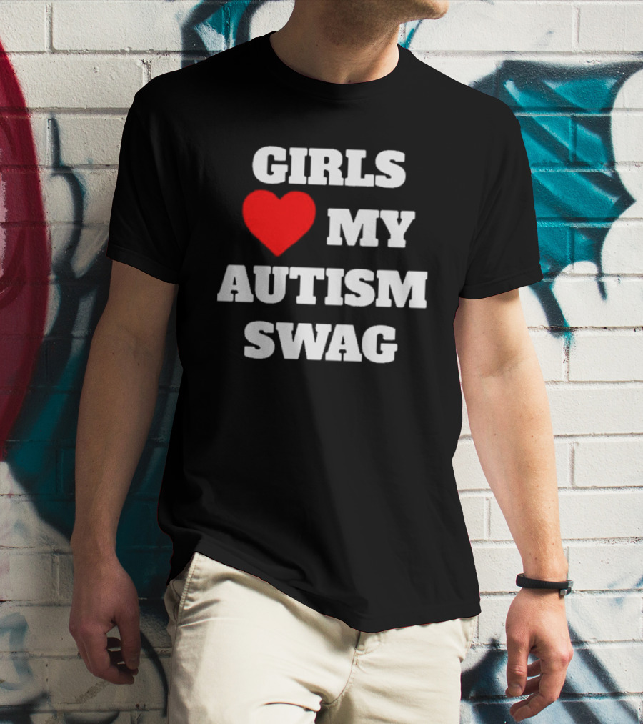 GIRLS LOVE HEART MY AUTISM SWAG T-Shirt