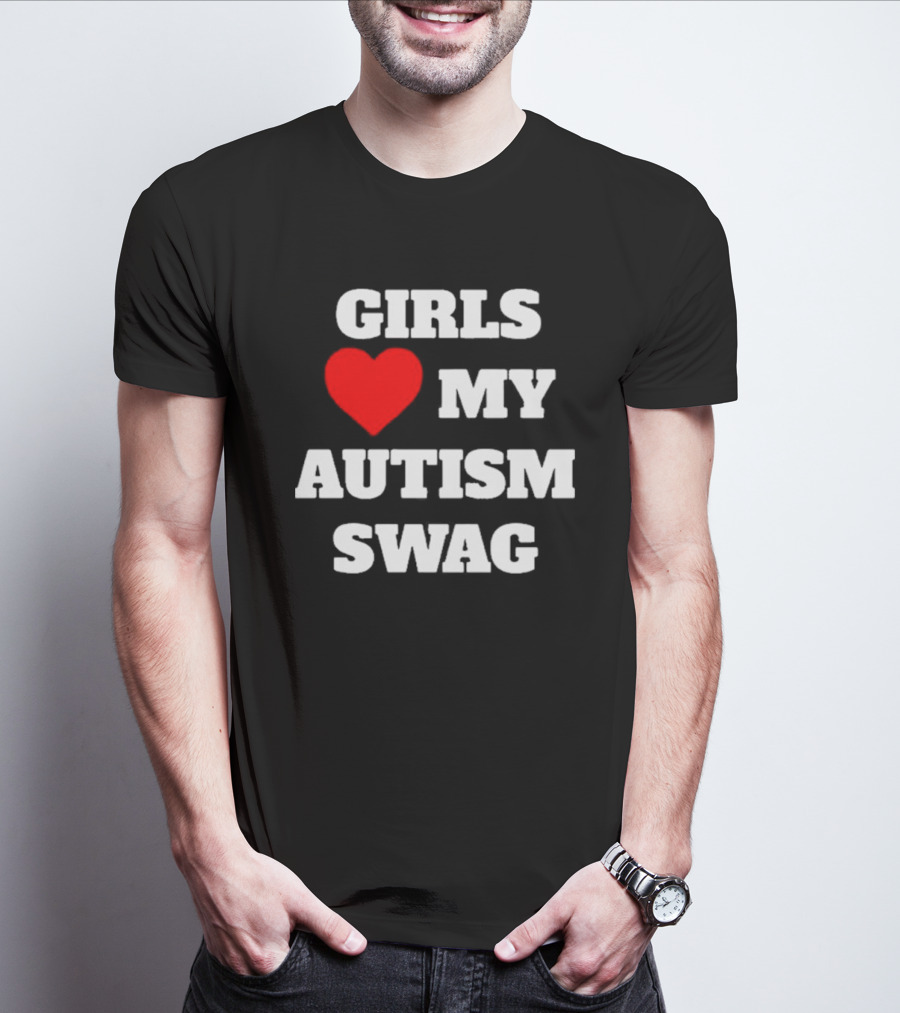 GIRLS LOVE HEART MY AUTISM SWAG T-Shirt