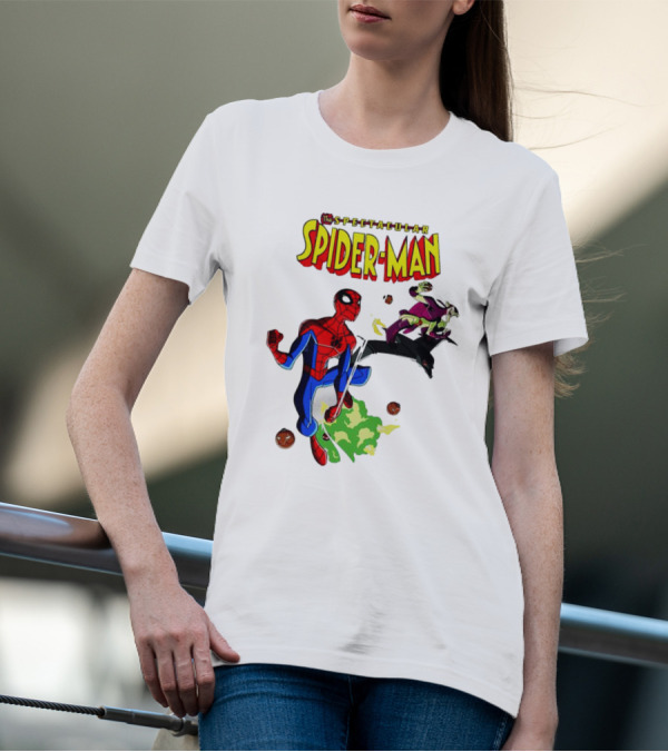 The Spectacular Spider-Man Versus Green Goblin Battle Scene T-Shirt