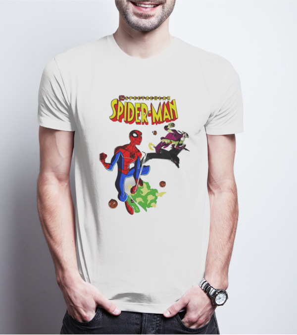 The Spectacular Spider-Man Versus Green Goblin Battle Scene T-Shirt