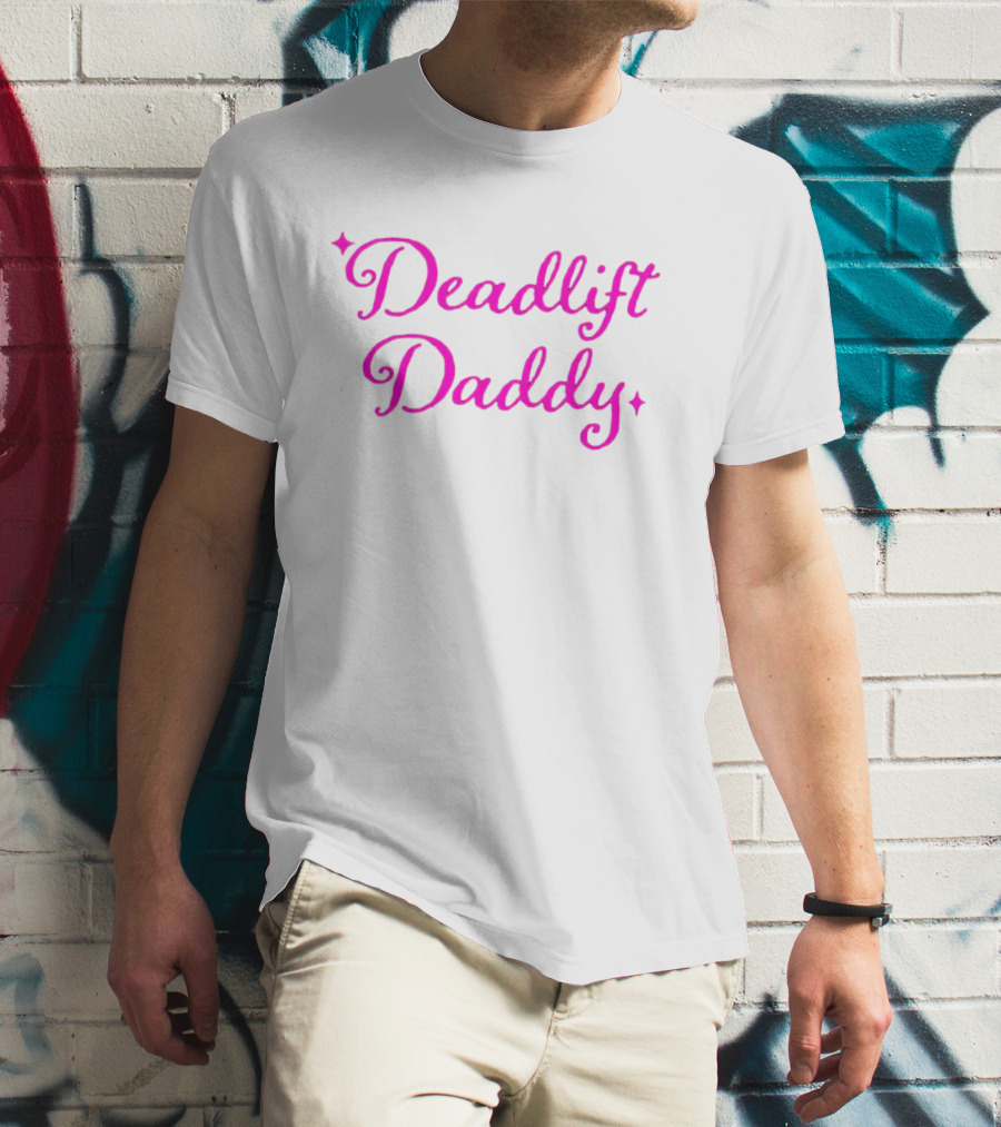 Deadlift Daddy Pink Script Stars T-Shirt