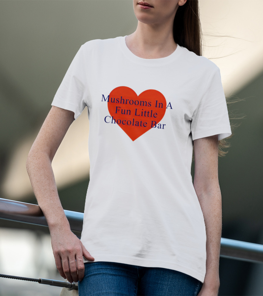Mushrooms In A Fun Little Chocolate Bar Red Heart T-Shirt