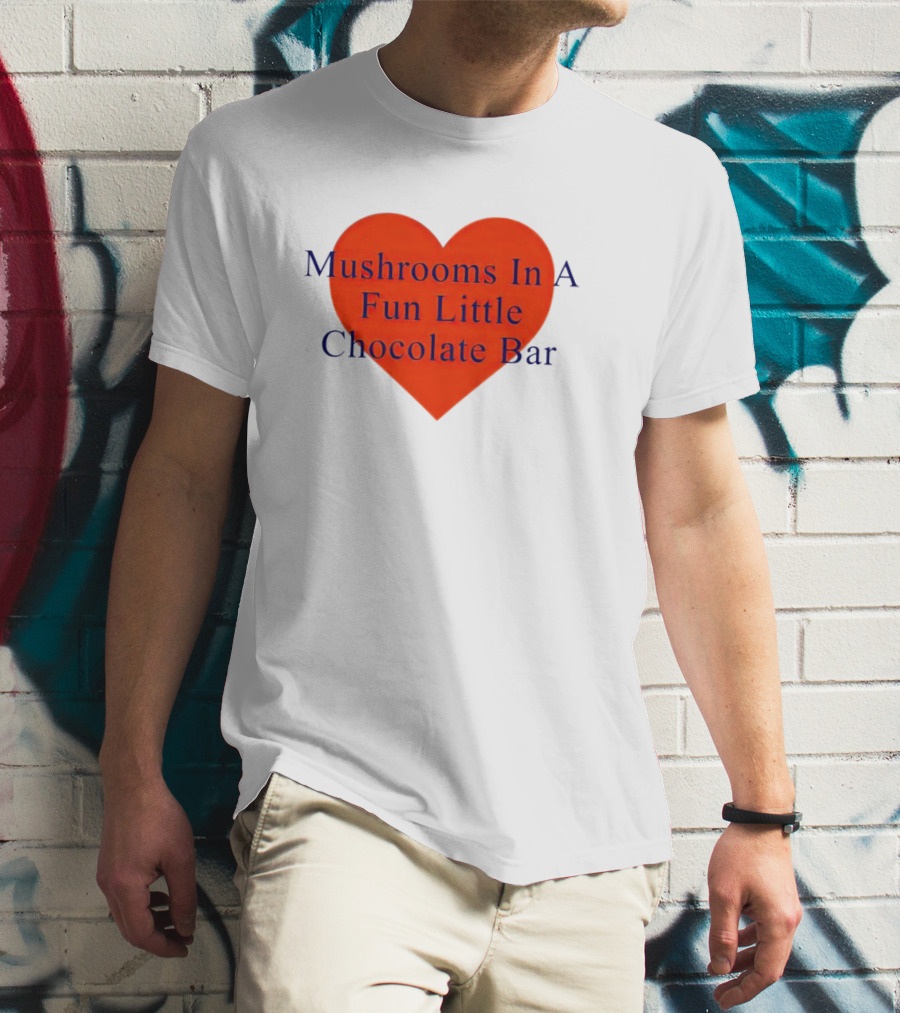 Mushrooms In A Fun Little Chocolate Bar Red Heart T-Shirt